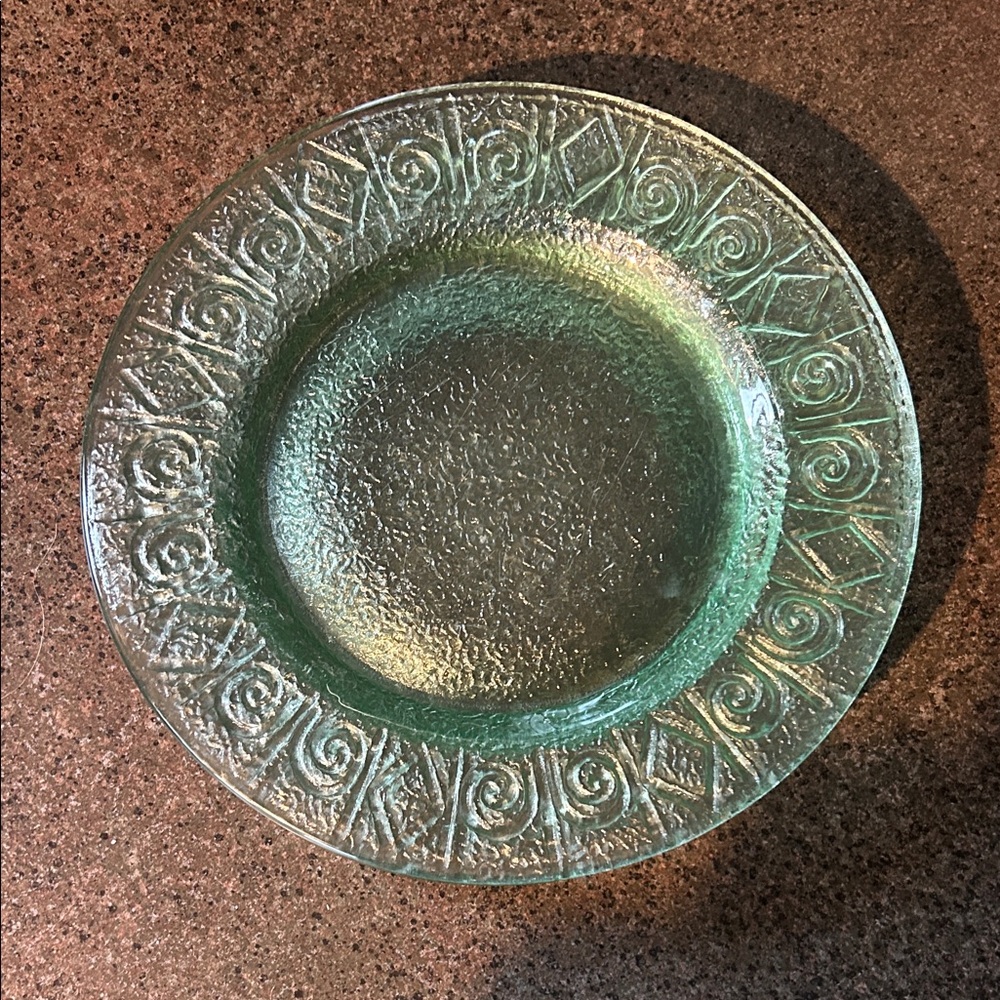 Indiana Glass Green Textured Dinner Plate